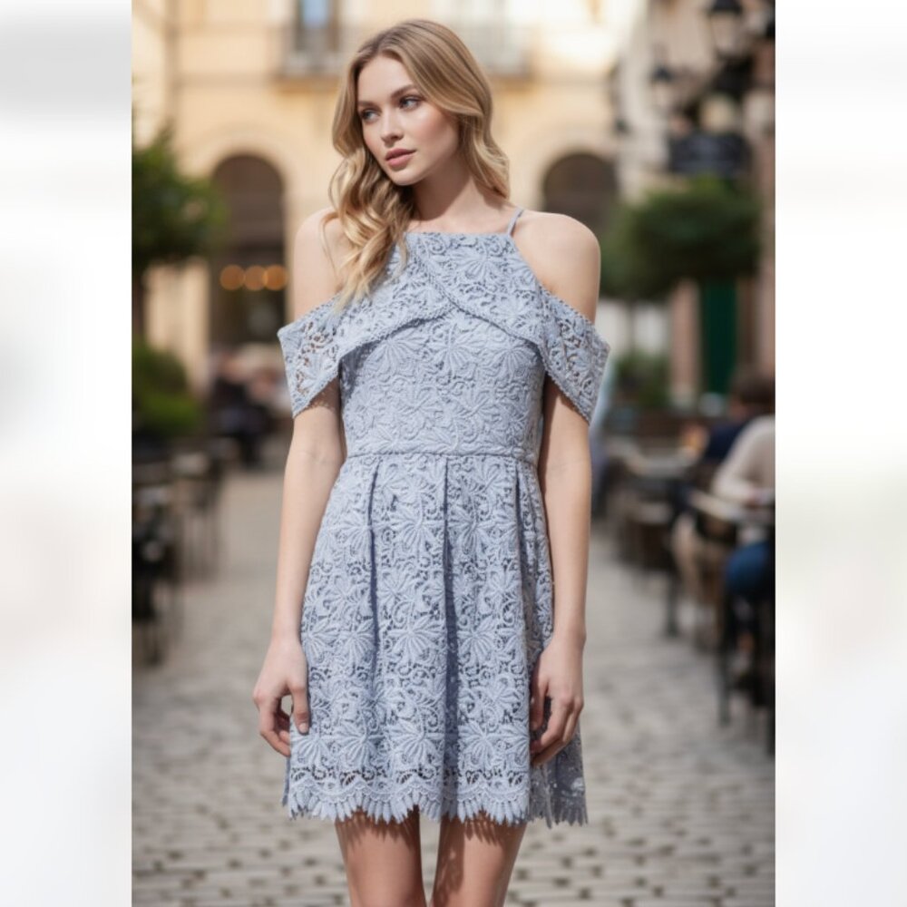 NWT JOA  X Nordstrom Fit & Flare Lace Mini Dress Lavender